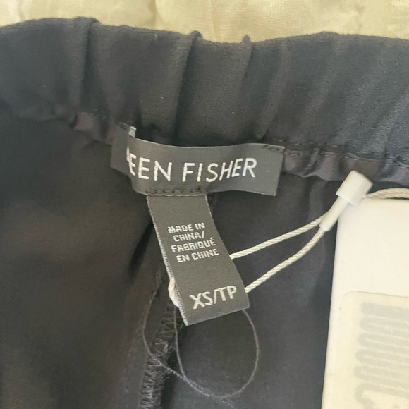 Eileen Fisher Silk Georgette Black Wide Leg Crop Pants - Picture 8 of 10